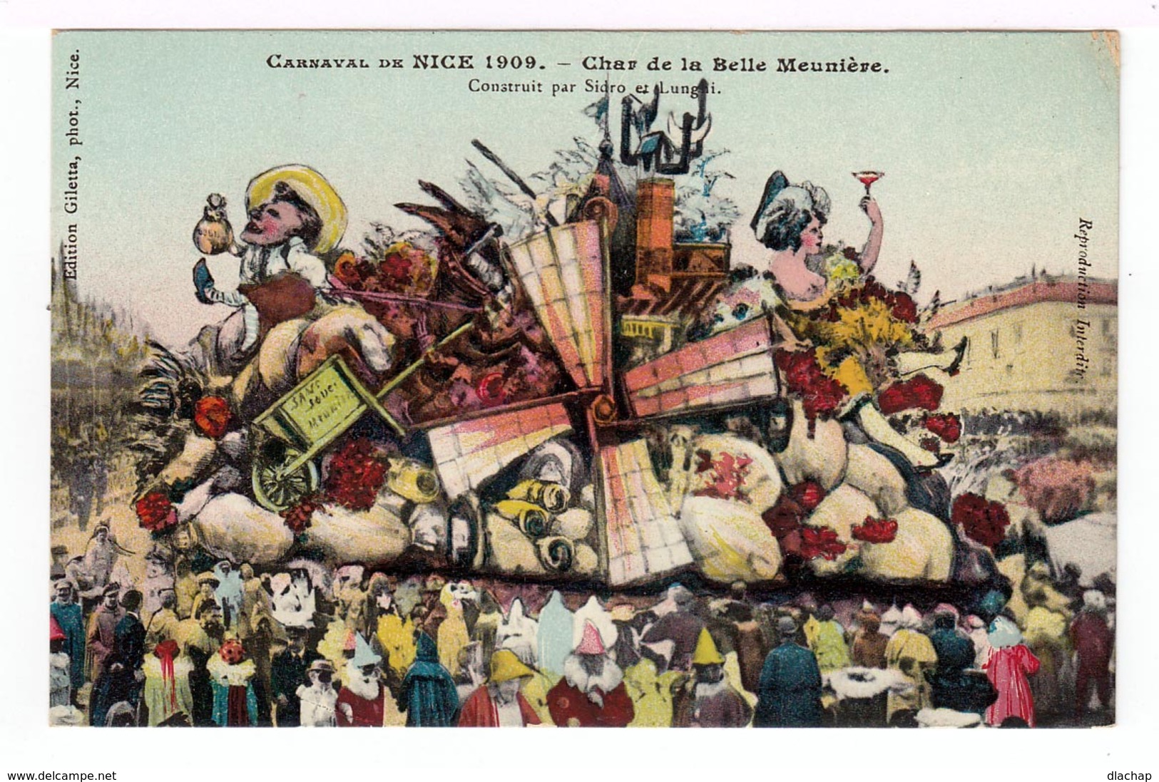 Carnaval De Nice 1909. Quatre Chars:  Danse Du Panier,  L'Esperanto,  La Belle Meunière, La Fraude Du Lait. (1494) - Carnaval