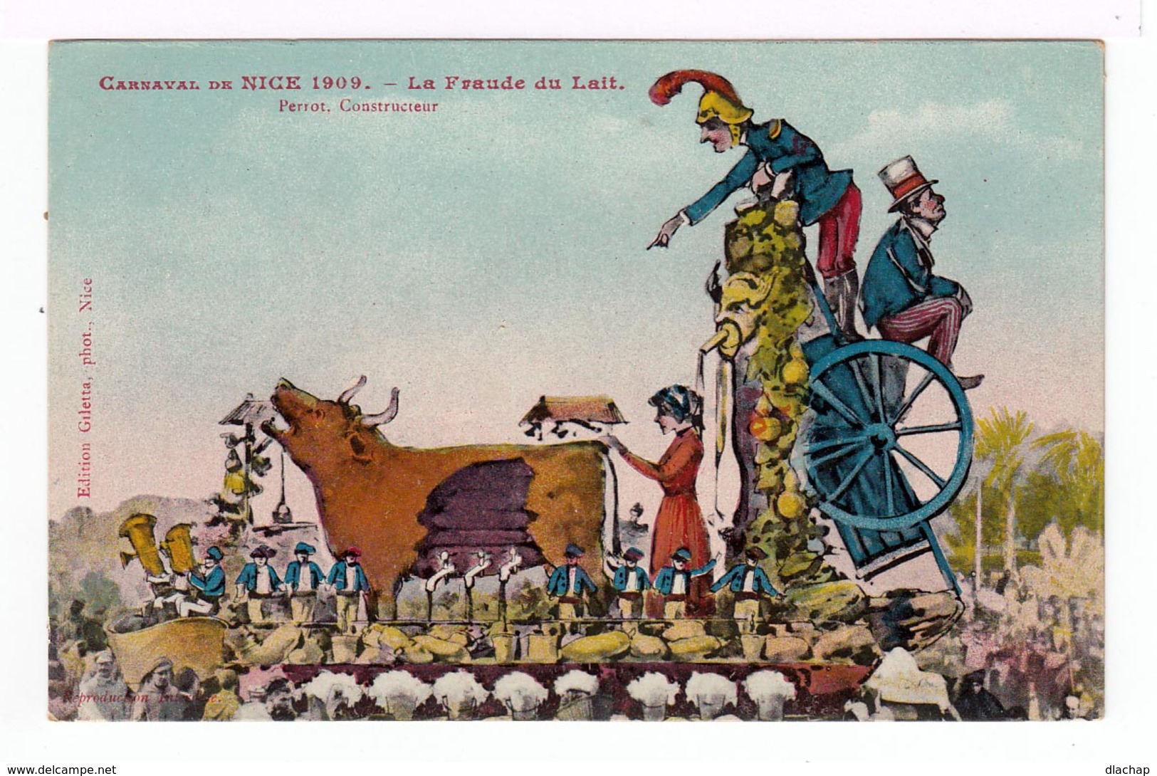 Carnaval De Nice 1909. Quatre Chars:  Danse Du Panier,  L'Esperanto,  La Belle Meunière, La Fraude Du Lait. (1494) - Carnaval