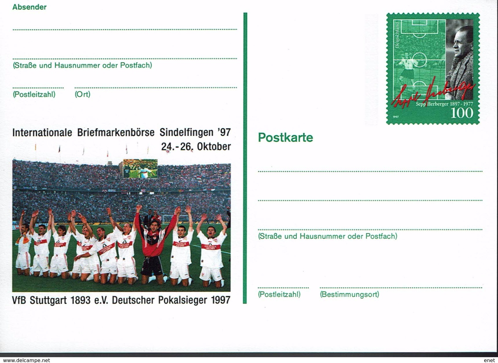 Deutschland 1997 - Postkarte - Stuttgart (Markenbild: Sepp Herberger) - Briefe U. Dokumente