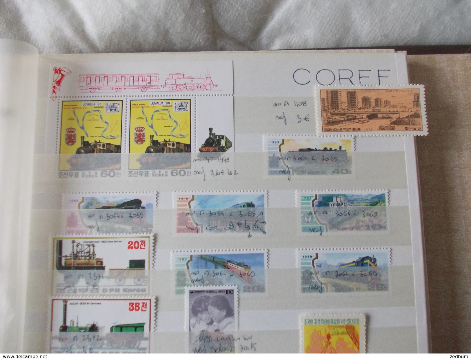 ALBUM 3 collection de timbres avec pour thème le chemin de fer train de tout pays valeur 394.10 &euro;