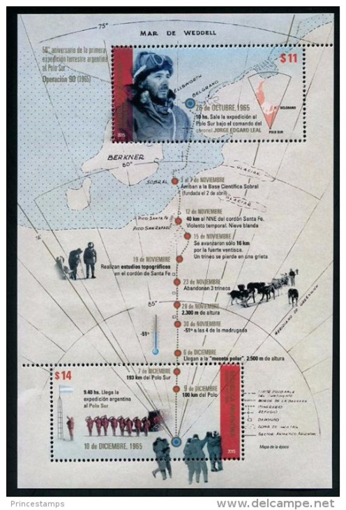 Argentina (2015) - Block -  /  Antarctic - Antartida - Antartide - Polar - Maps - Dogs - Hunde - Chiens - Antarctic Expeditions