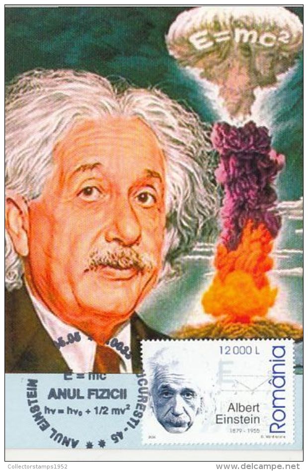 59412- PHYSICS YEAR, ALBERT EINSTEIN, MAXIMUM CARD, 2005, ROMANIA - Albert Einstein