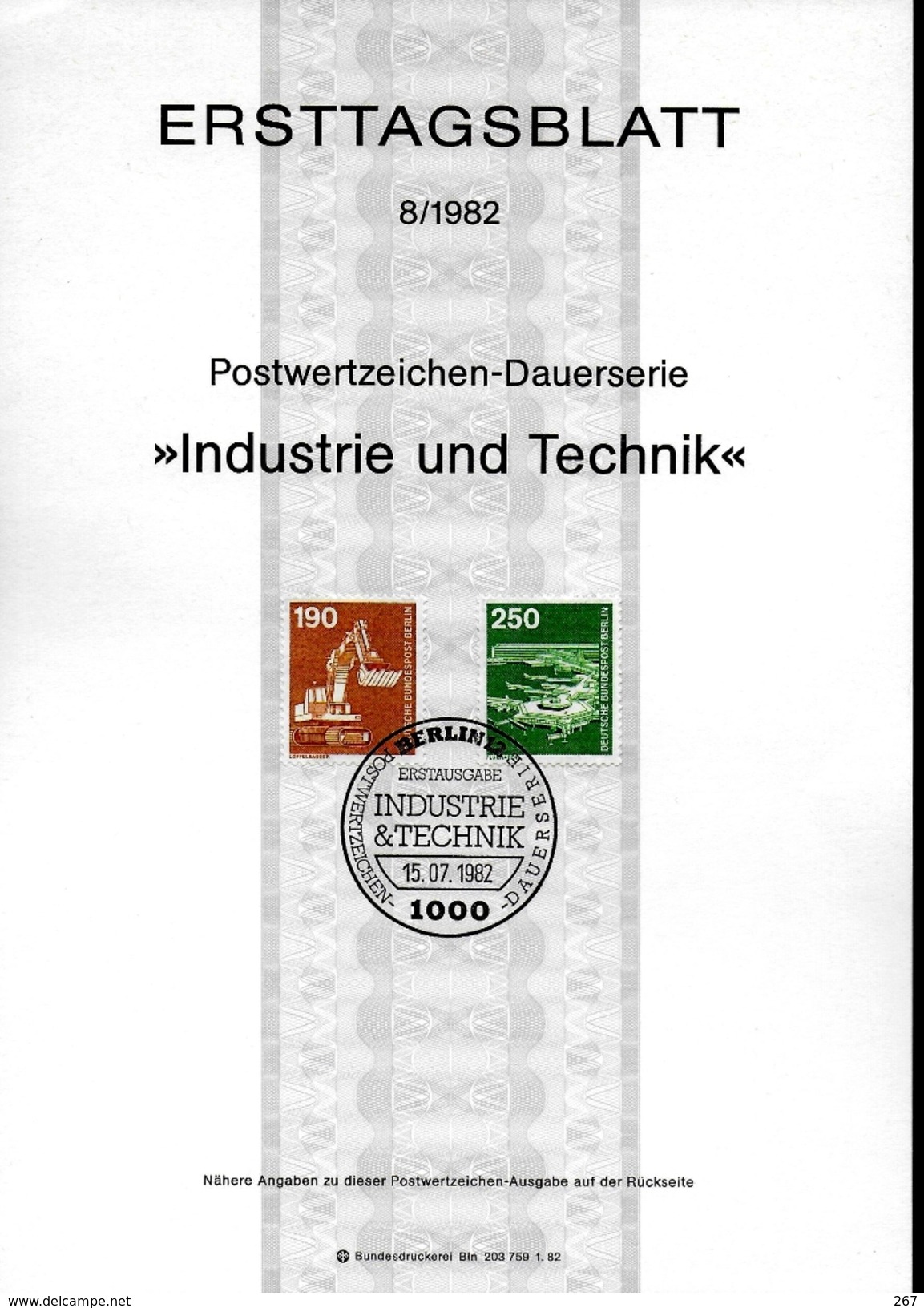 ALLEMAGNE  BERLIN Carte Notice    1982  Pelleteuse Aeroport Avions - Sonstige (Land)