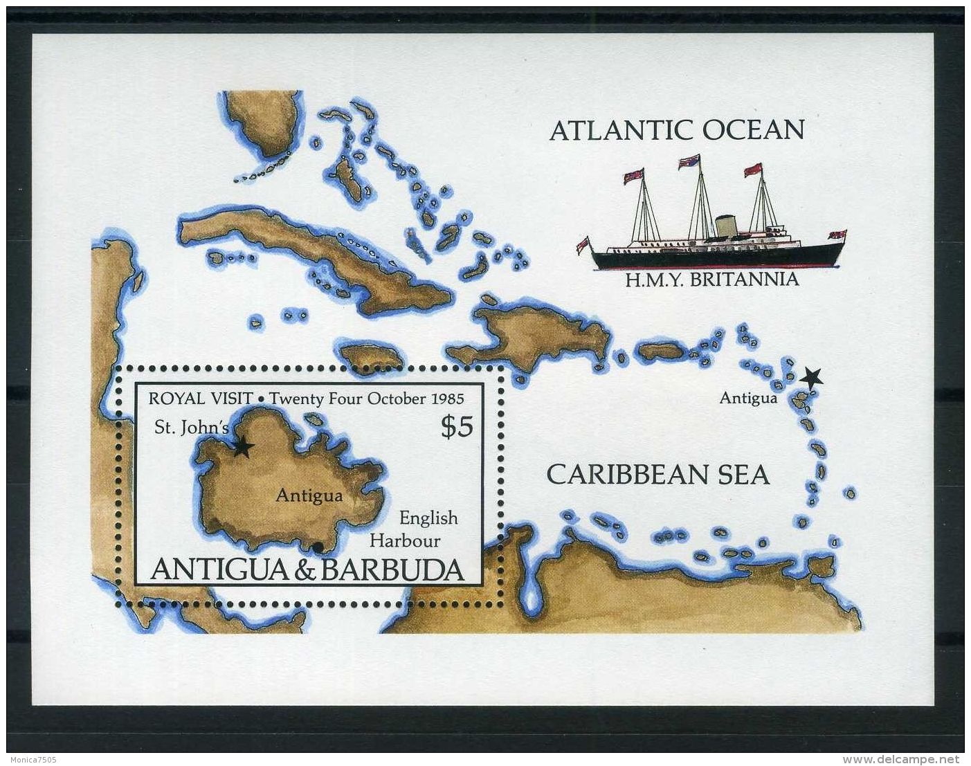 ANTIGUA ( BLOC ) : Y&amp;T N°  100  BLOC  NEUF  SANS  TRACE  DE  CHARNIERE , A  VOIR . - Antigua Et Barbuda (1981-...)