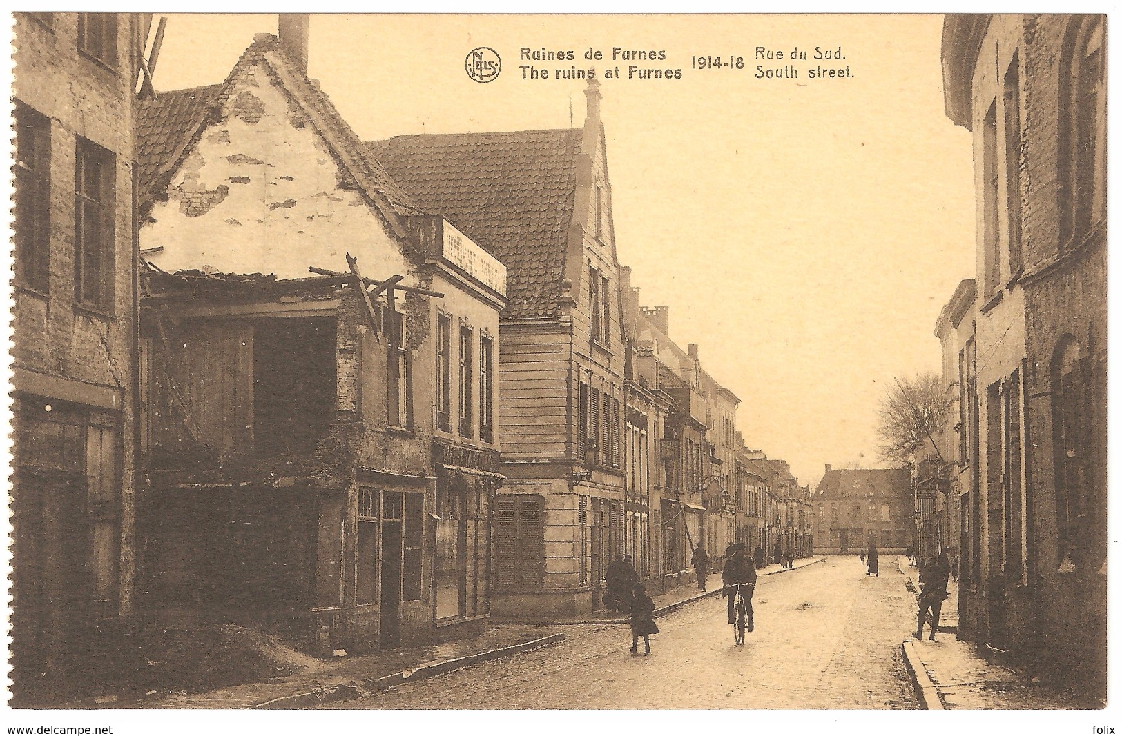 Veurne - Ruins / Ruines De Furnes - 1914-18 - Rue Du Sud / South Street - Geanimeerd / Animated - Veurne