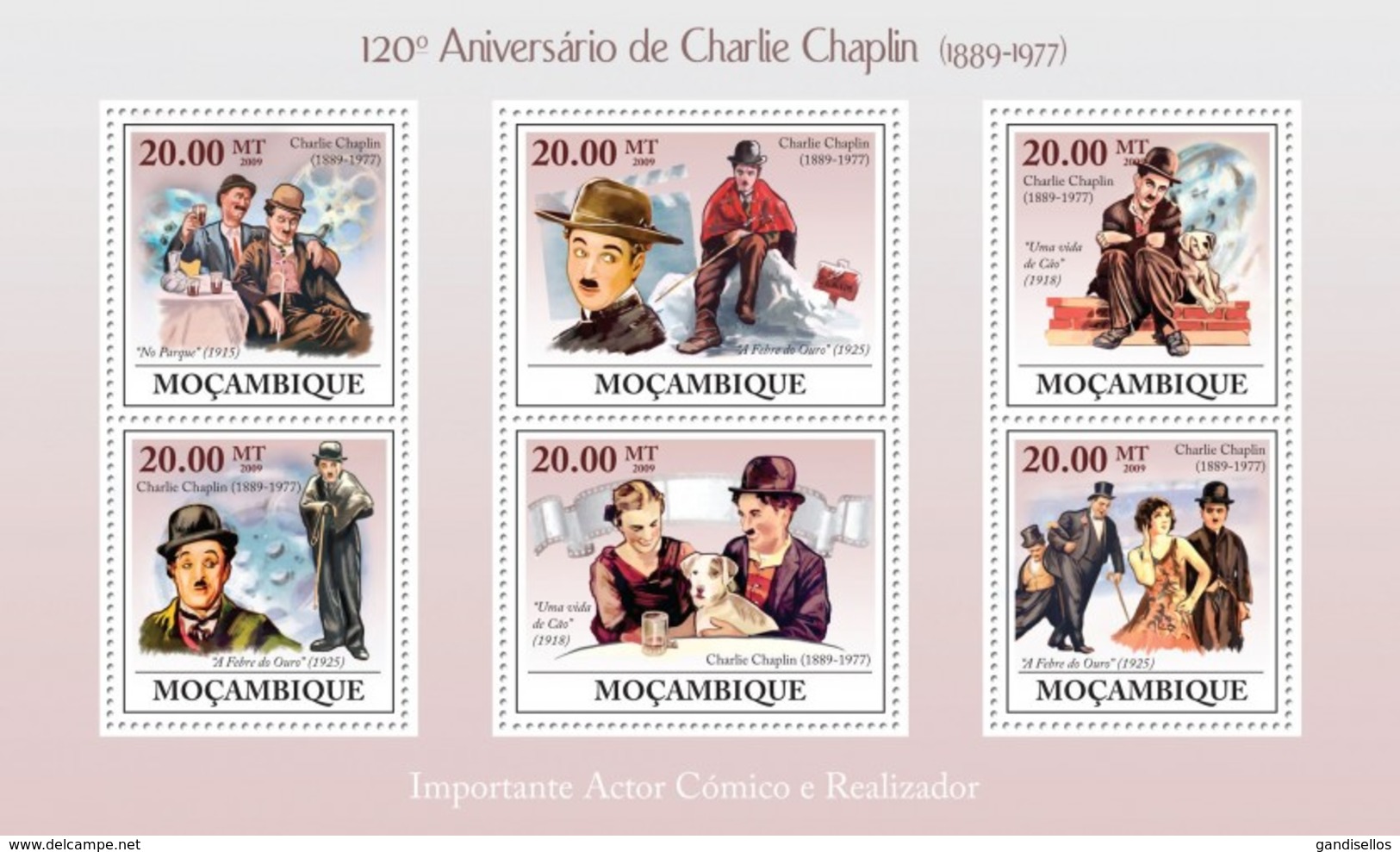 MOZAMBIQUE 2009 SHEET CHARLIE CHAPLIN CINEMA ACTORS CINE ACTORES Moz9213a - Mozambique