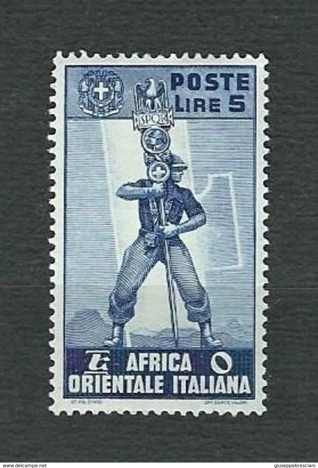 A.O.I. 1938 - Serie Pittorica - 5 L. Azzurro - MH - Sa:IT EA 18 - Africa Orientale Italiana