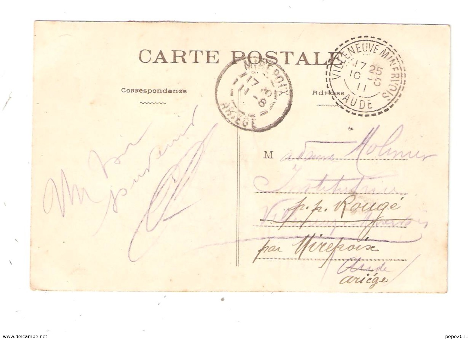 CPA 86 JOURNET Vue Générale Tampon Convoyeur Caunes > Moux 1911 - Autres & Non Classés