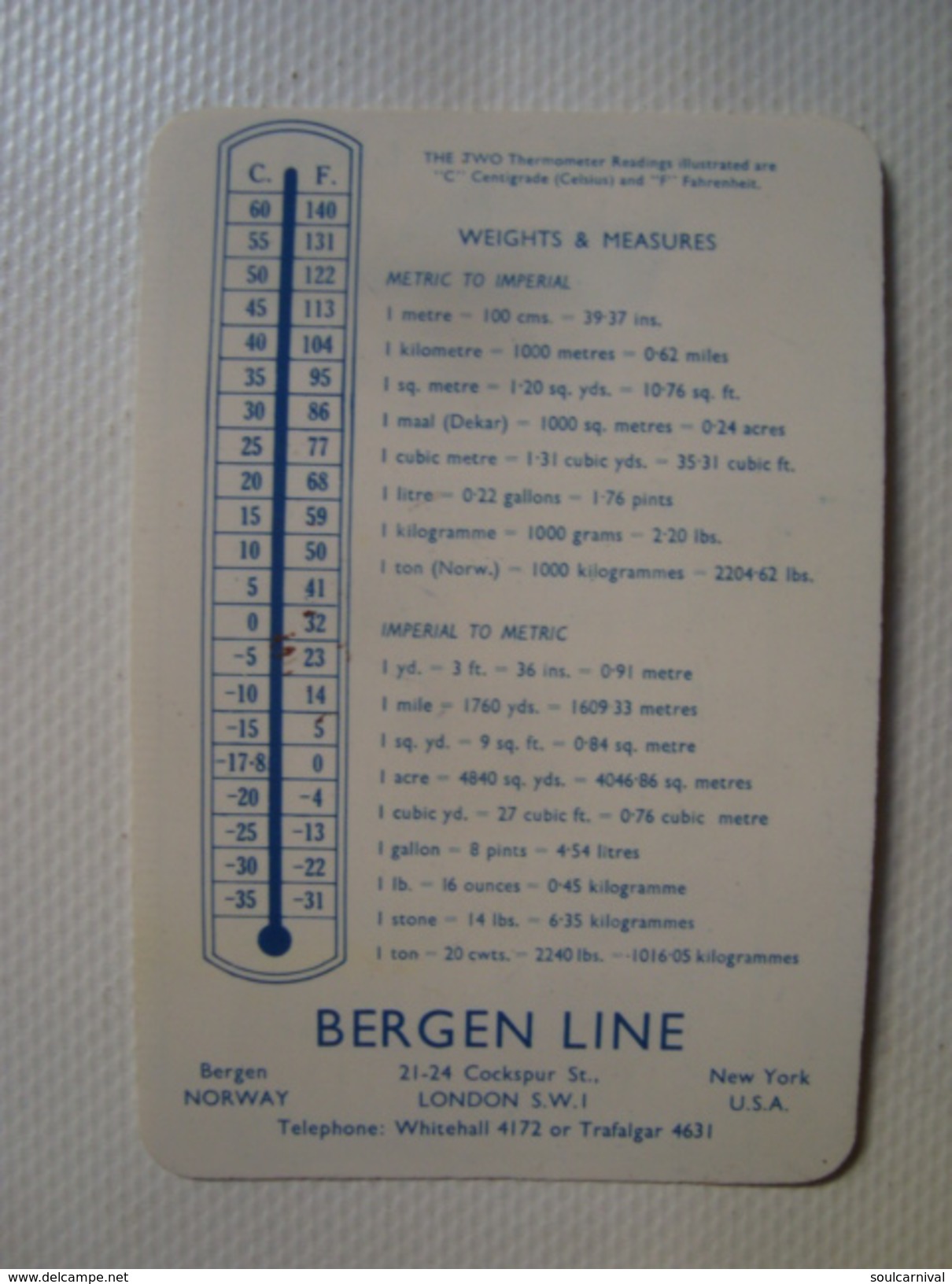 BERGEN LINE CALENDAR NORWAY 1959. NORWEGIAN COASTAL VOYAGES. PLASTIC - Petit Format : 1941-60