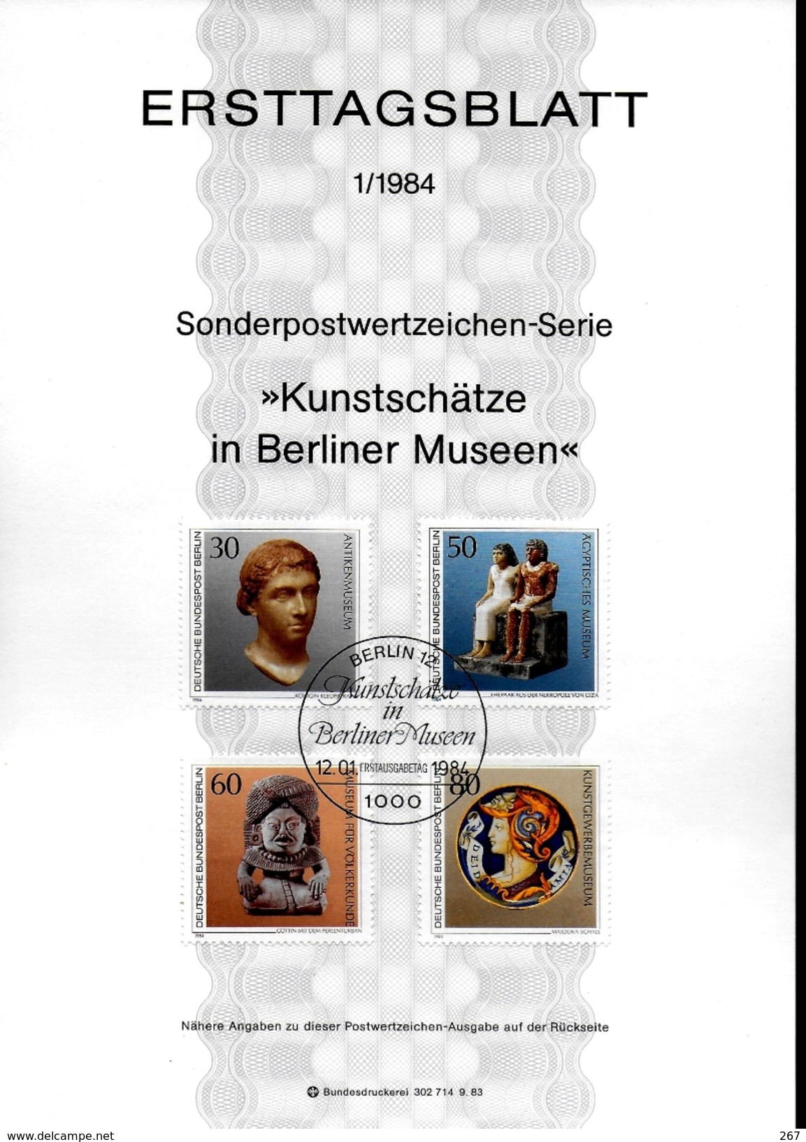 ALLEMAGNE  BERLIN     Carte Notice   1984  Objets Musée De Berlin Tete De Cleopatre - Aegyptologie