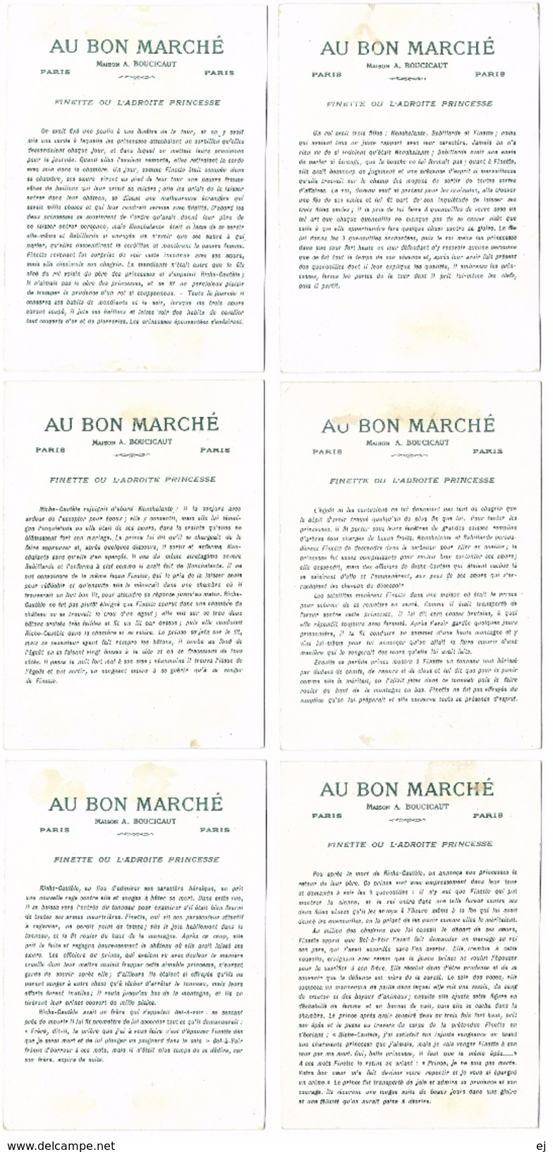 Finette Ou L'Adroite Princess - 6 Grands Chromos - Serie Complete - Autour De 1900 - Au Bon Marché