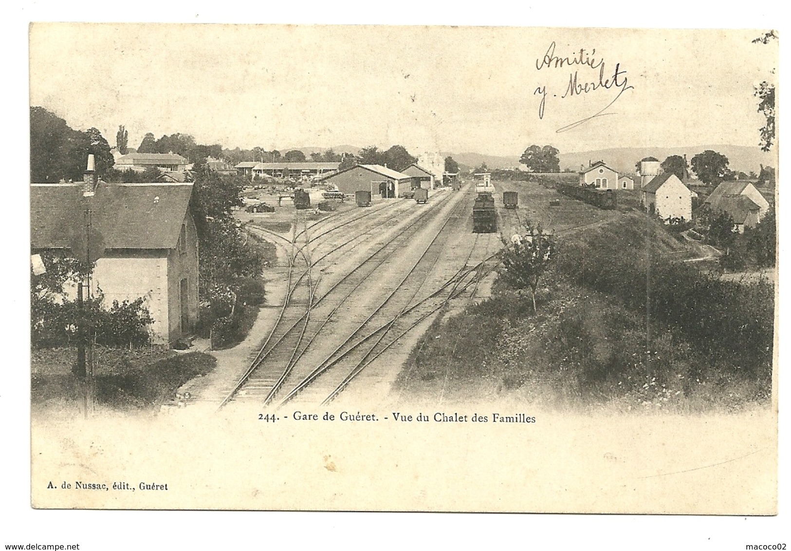 GUERET Dpt23 Gare De Guéret Vue Du Chalet Des Familles N°244 De 1904 - Guéret