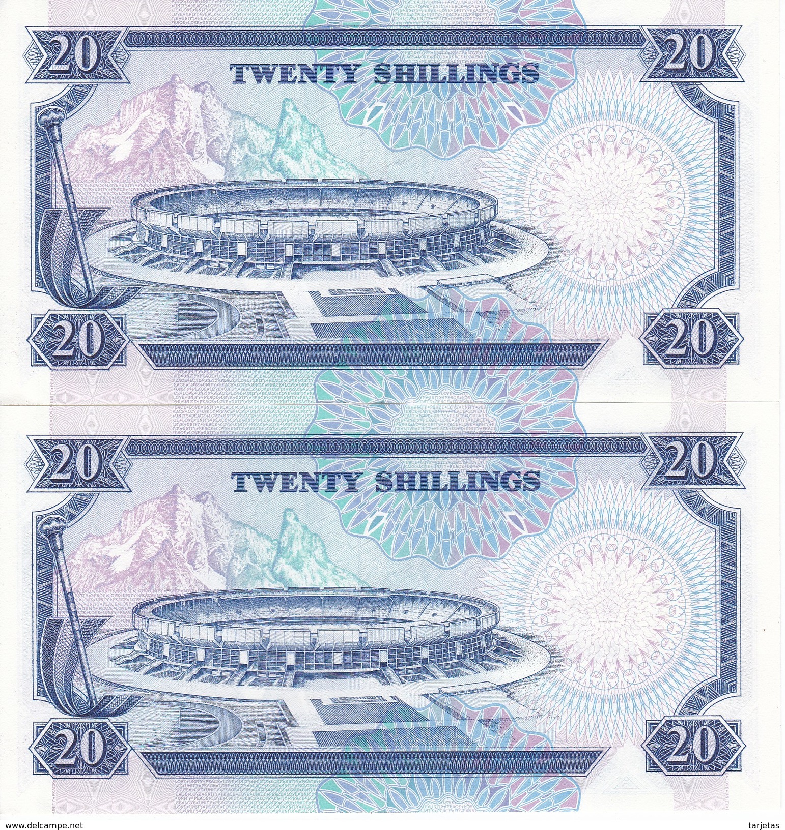 PAREJA CORRELATIVA DE KENIA DE 20 SHILINGS DEL 12 DE DICIEMBRE DE 1988 EN CALIDAD EBC (XF)  (BANK NOTE) - Kenya