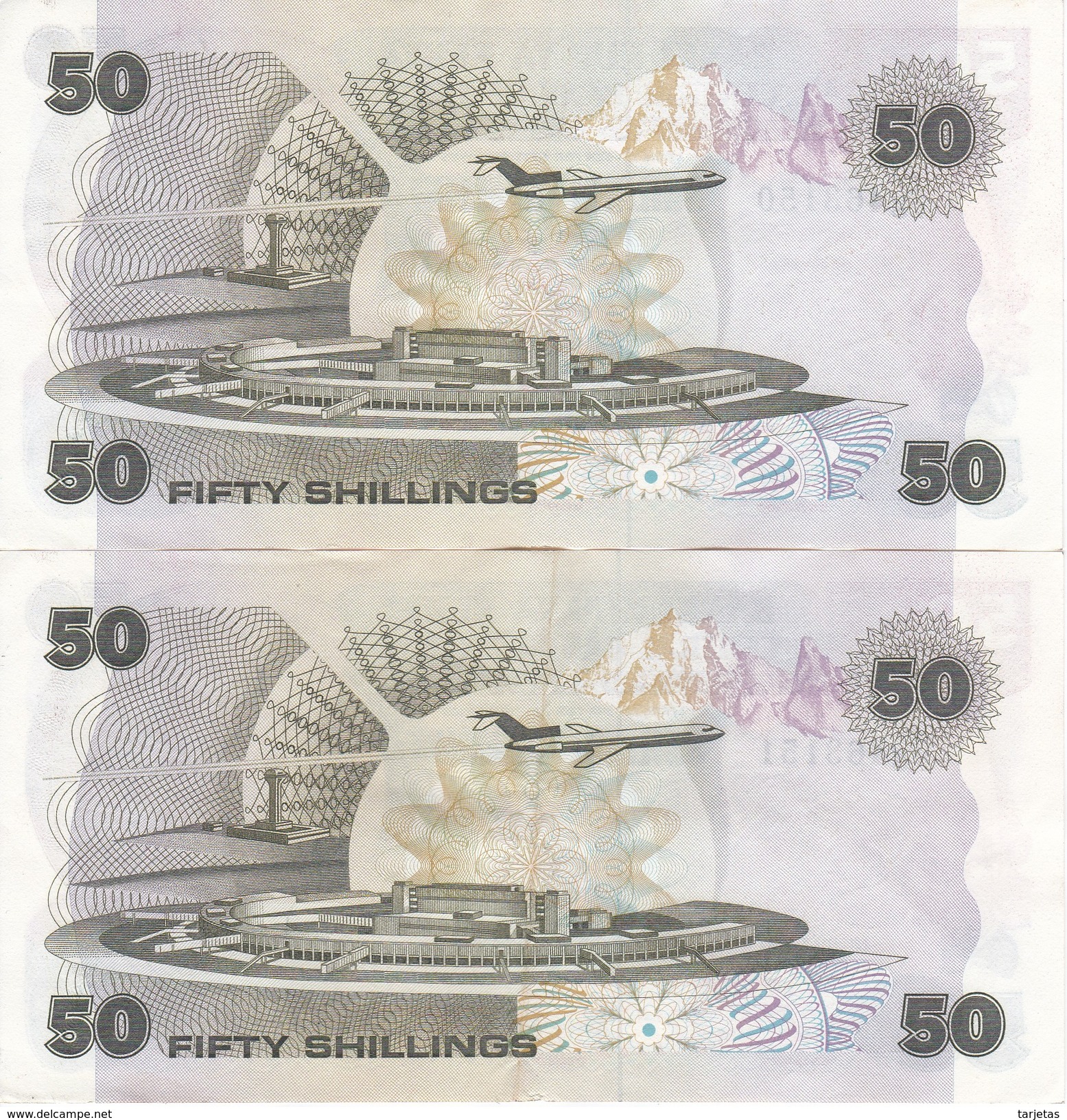 PAREJA CORRELATIVA DE KENIA DE 50 SHILINGS DEL 1 DE JULIO DE 1987 EN CALIDAD EBC (XF)  (BANK NOTE) - Kenya