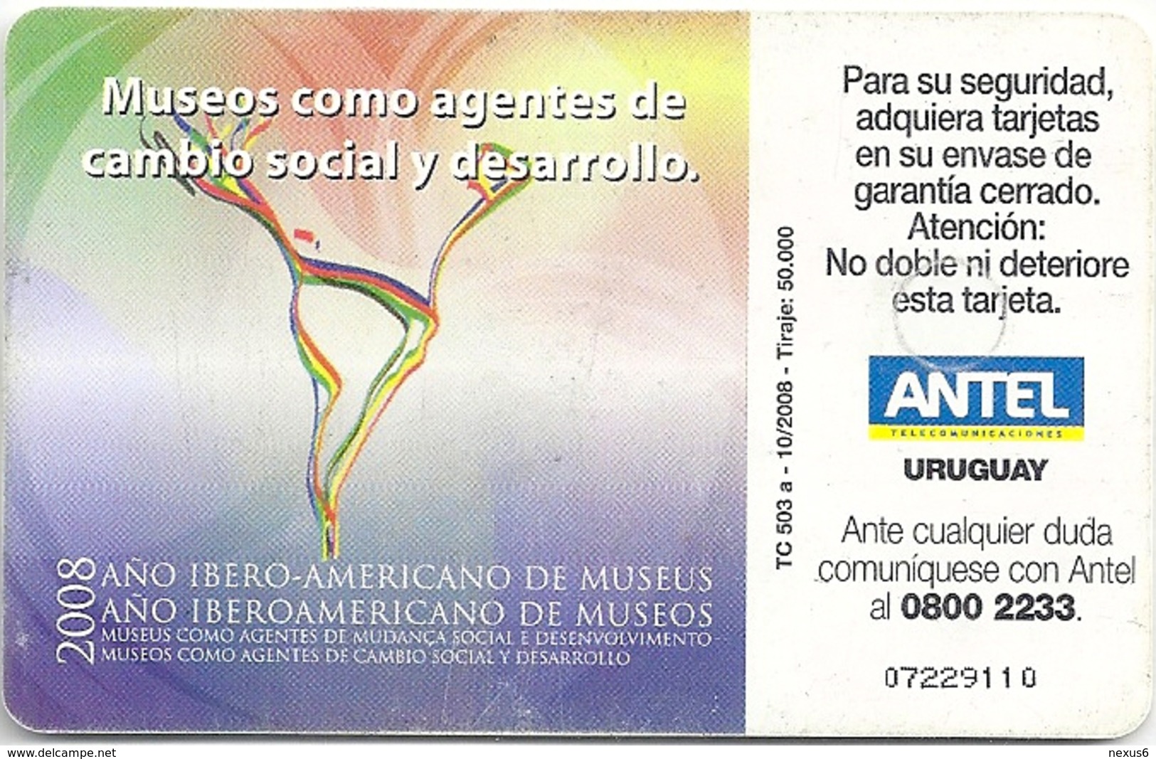 Uruguay - Antel - Museo De Telecomun. - TC 503a - 10.2008, 50.000ex, Used - Uruguay