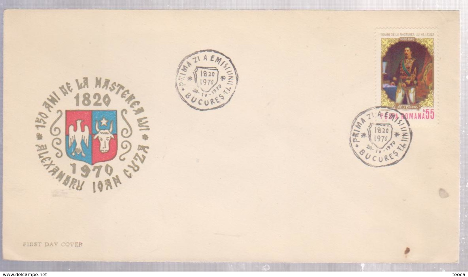 PRINCE ALEXANDRU IOAN CUZA, COVER FDC, 1970, ROMANIA - FDC