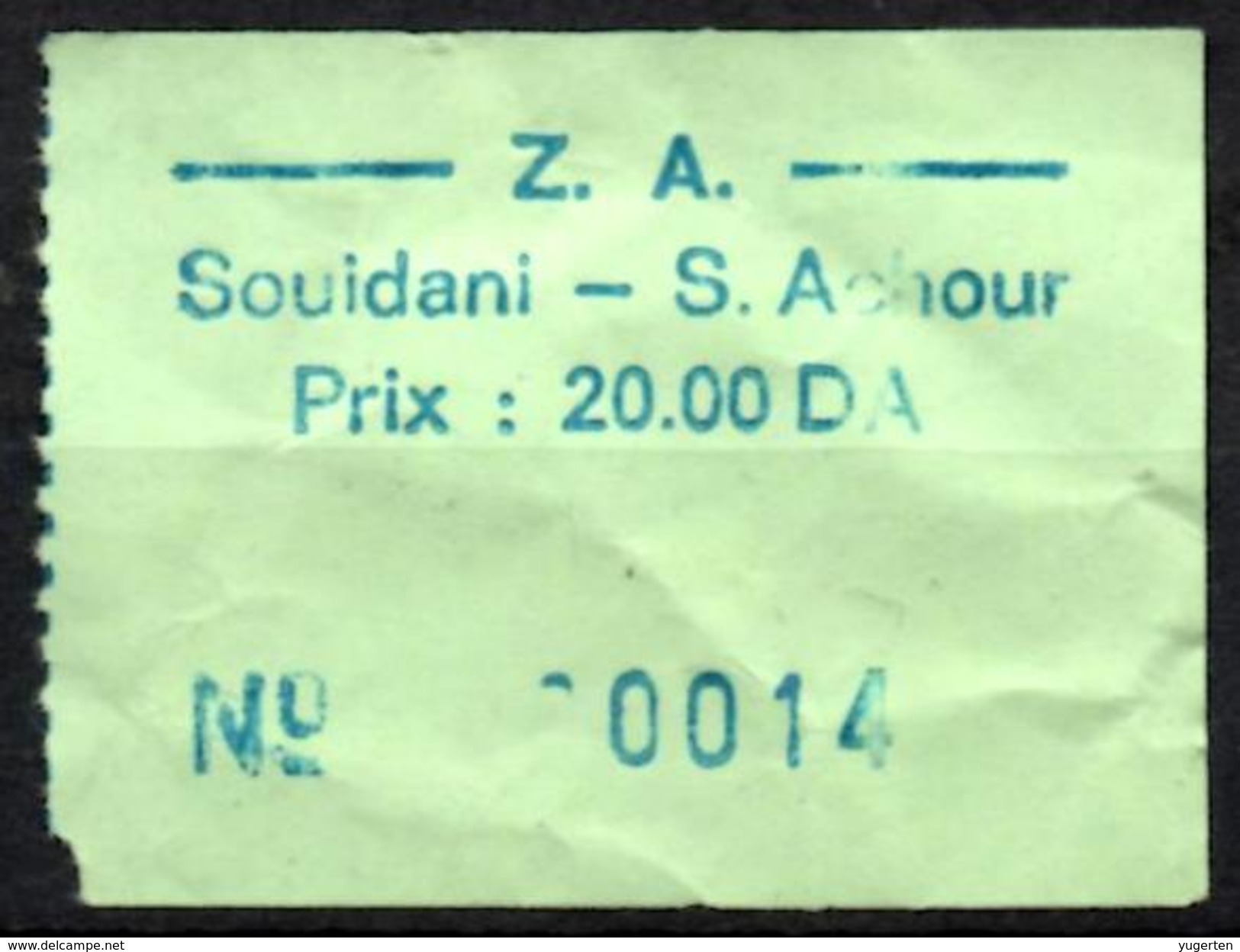 Ticket Transport Algeria Bus Transport Urbain - Annaba - Z. A -  Trajet Souidani / Sidi Achour - Monde