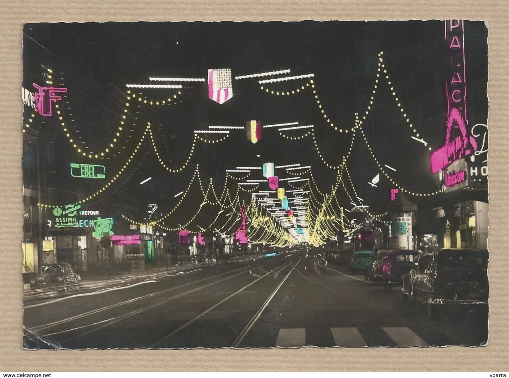 BELGIQUE Carte Postale Les Feeries Lumineuses De Bruxxeles 1958 Boulelevard Anspach. Timbre-poste Roi Leopold III - 3. F - Bruselas La Noche