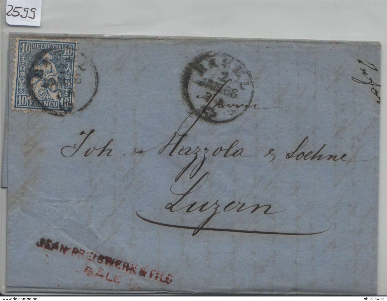 1866 Helvetia 31/23 Brief Von Basel Nach Luzern 2. Jan. 66 - Briefe U. Dokumente