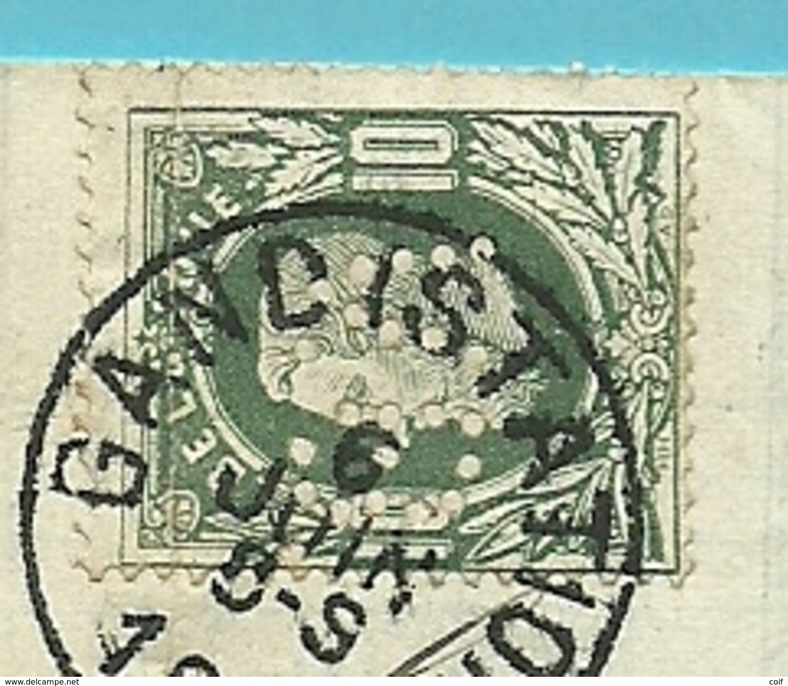 30 Op Brief Met Stempel GAND (STATION) , Met Firmaperforatie (perfin) " V.B." Van VERBEKE & BORREMAN - 1863-09