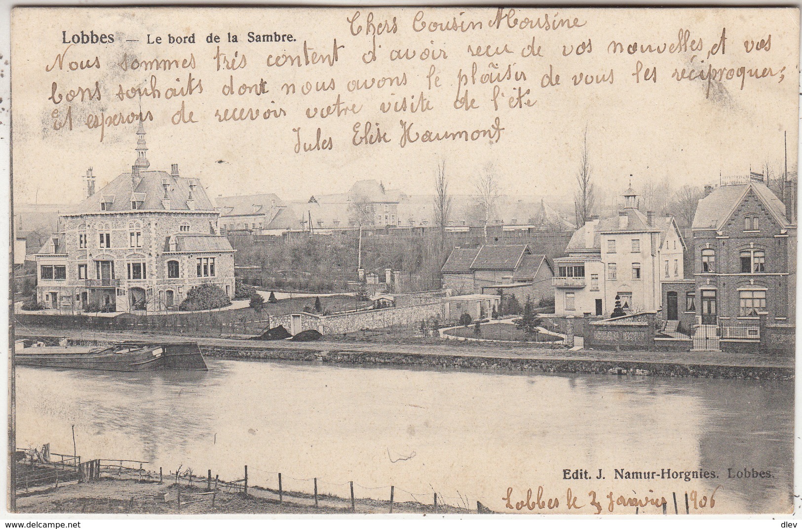 Lobbes - Le Bord De La Sambre - 1906 - Edit. J. Namur-Horgnies, Lobbes - Lobbes