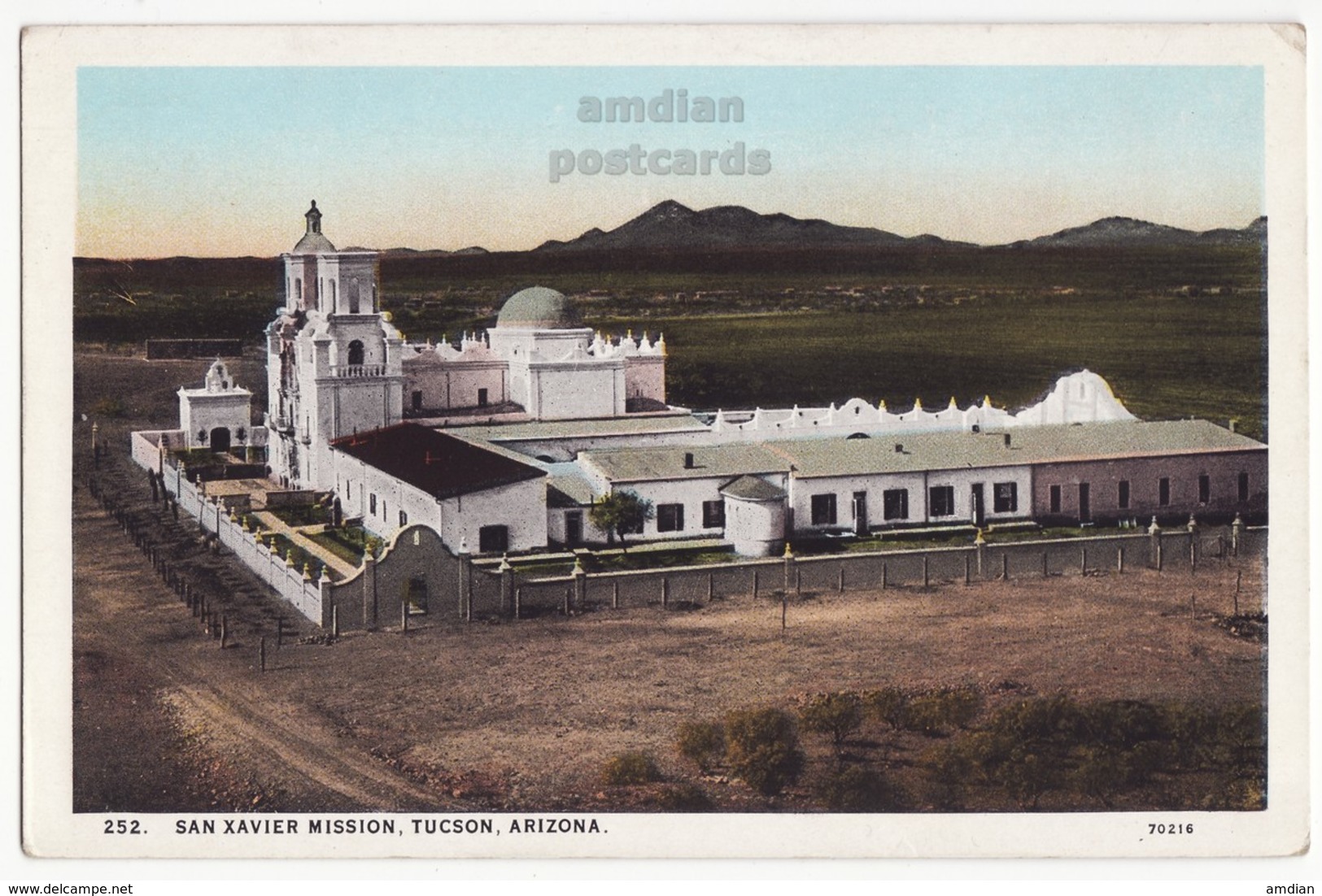 Tucson Arizona AZ - San Xavier Mission  General View C1920s-30s Old Postcard - Tucson