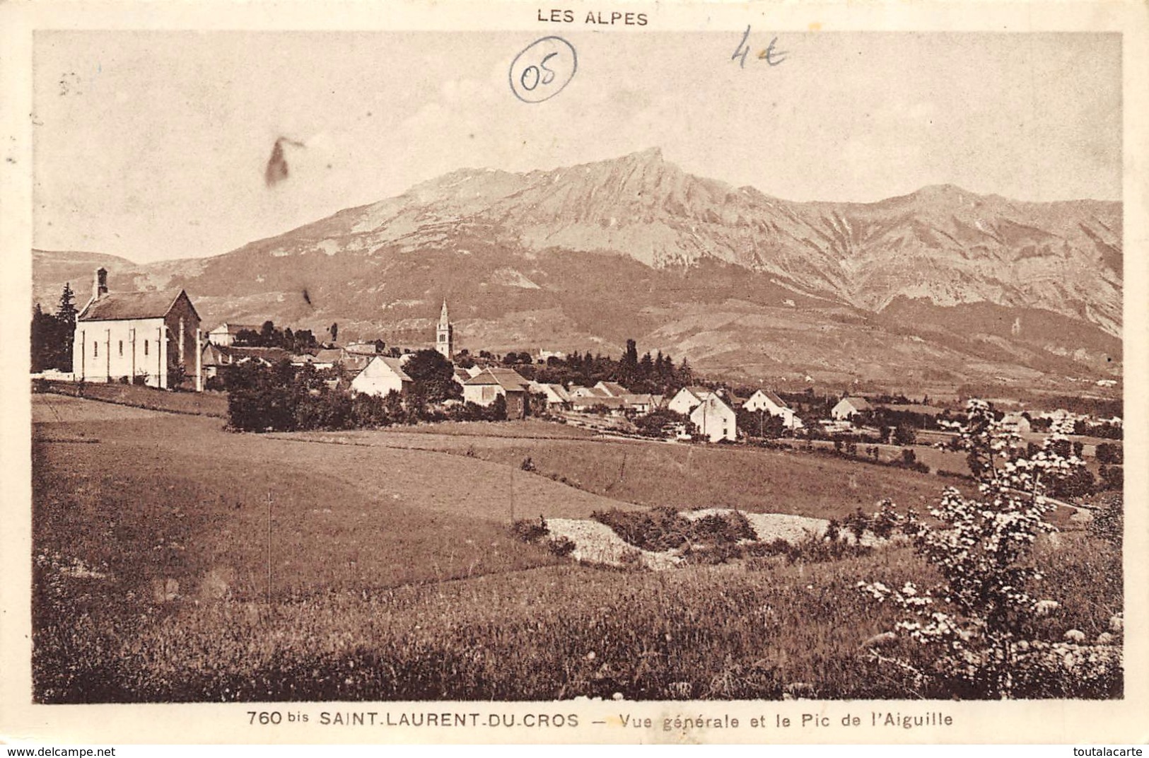 CPSM 05   ST LAURENT DU CROS VUE GENERALE ET LE PIC DE L AIGUILLE  1941 - Other & Unclassified