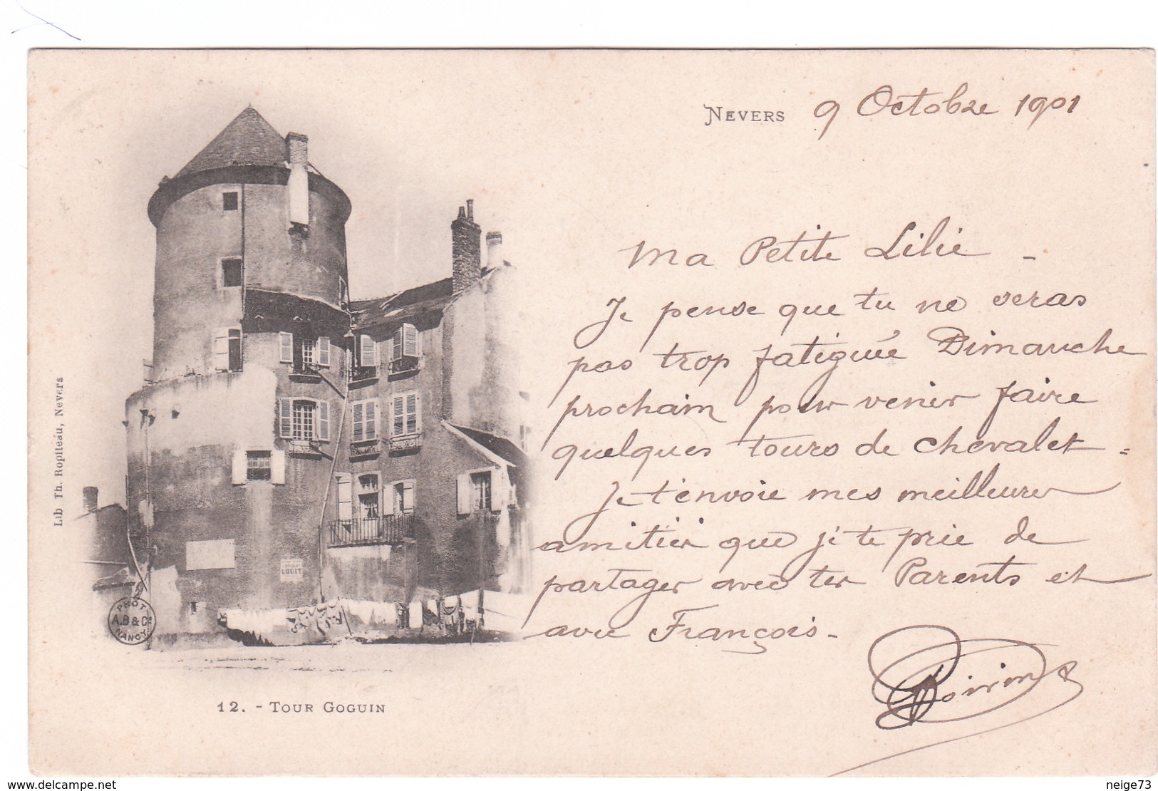 Carte Postale Ancienne De La Nièvre - Nevers - La Tour Goguin - Vers 1900 - Nevers