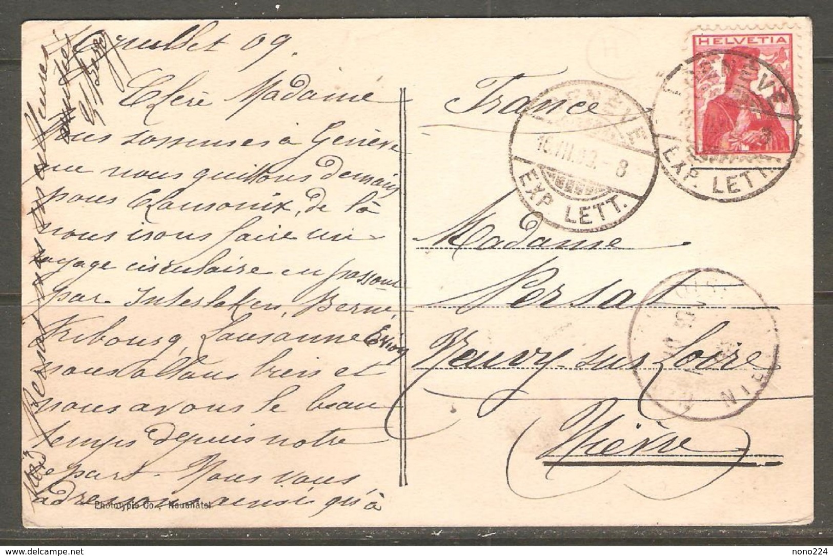 Carte Postale De Genève 1909 - Genève