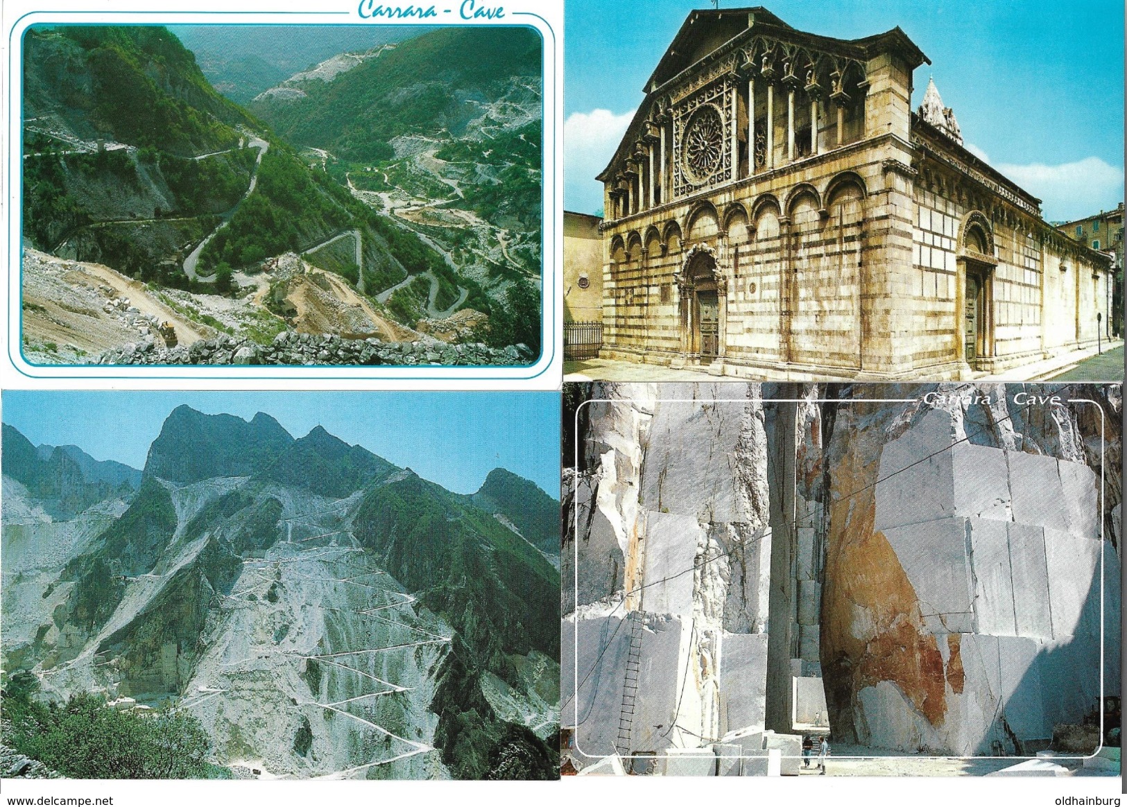 0809w: 4 AKs Carrara, Marmorsteinbruch, Ungelaufen - Carrara