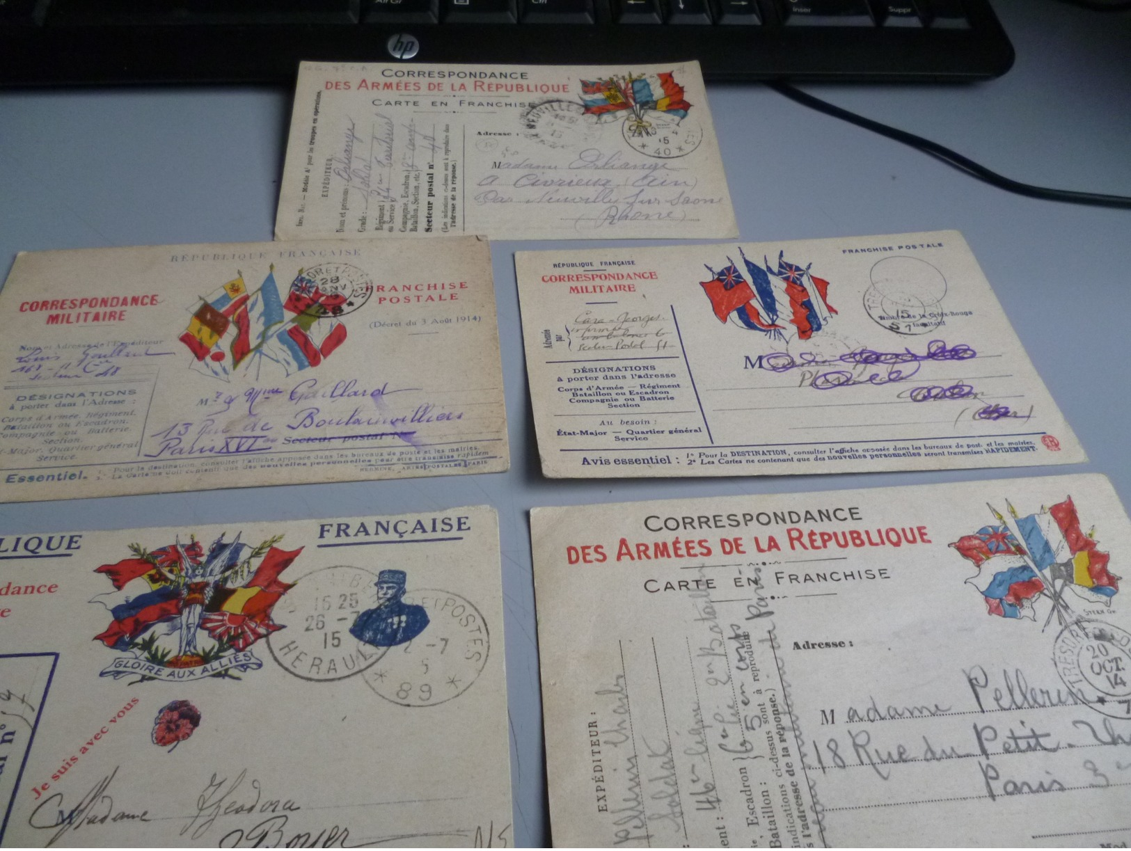 10 CARTES DE CORRESPONDANCE MILITAIRE EN FRANCHISE GUERRE 14/18 - 1914-18