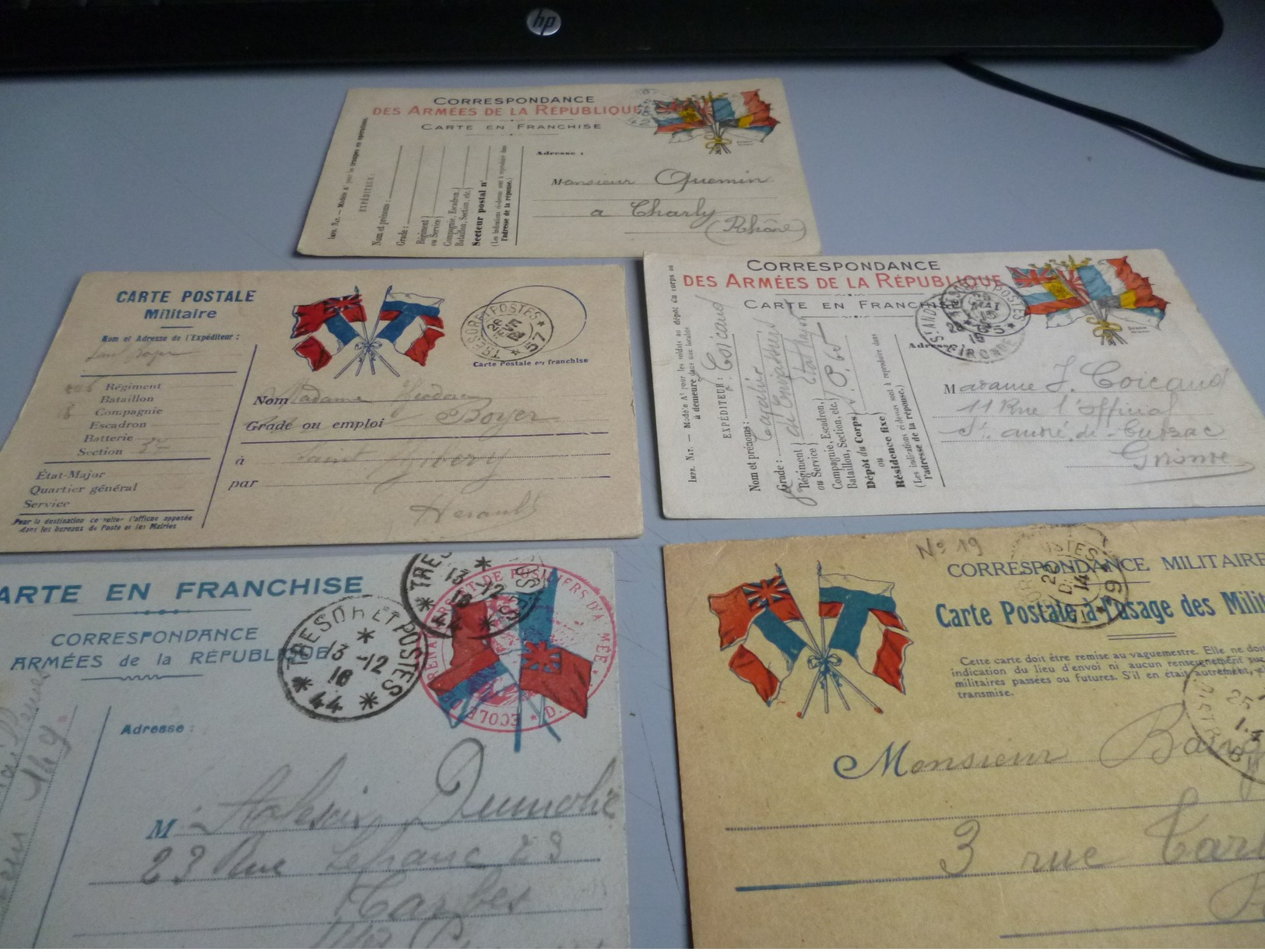 10 CARTES DE CORRESPONDANCE MILITAIRE EN FRANCHISE GUERRE 14/18 - 1914-18