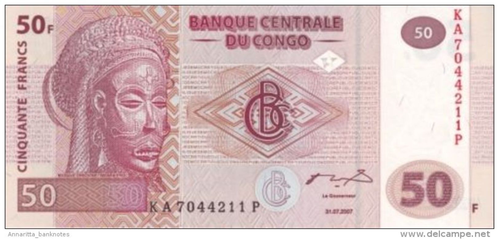 CONGO DEMOCRATIC REPUBLIC 50 FRANCS 2007 P-NL UNC  [CD319a] - Democratic Republic Of The Congo & Zaire