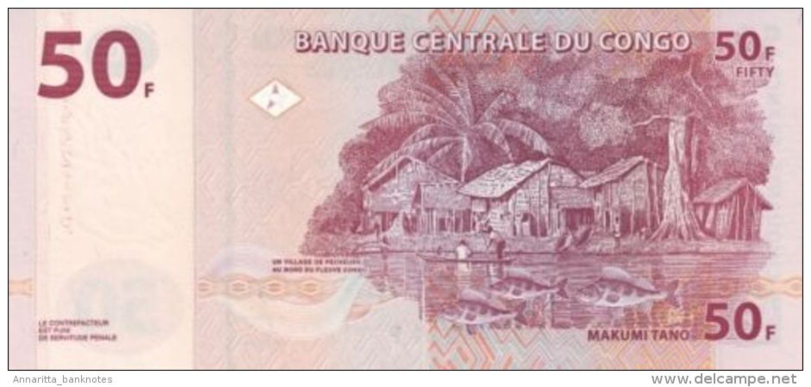 CONGO DEMOCRATIC REPUBLIC 50 FRANCS 2007 P-NL UNC  [CD319a] - Democratic Republic Of The Congo & Zaire