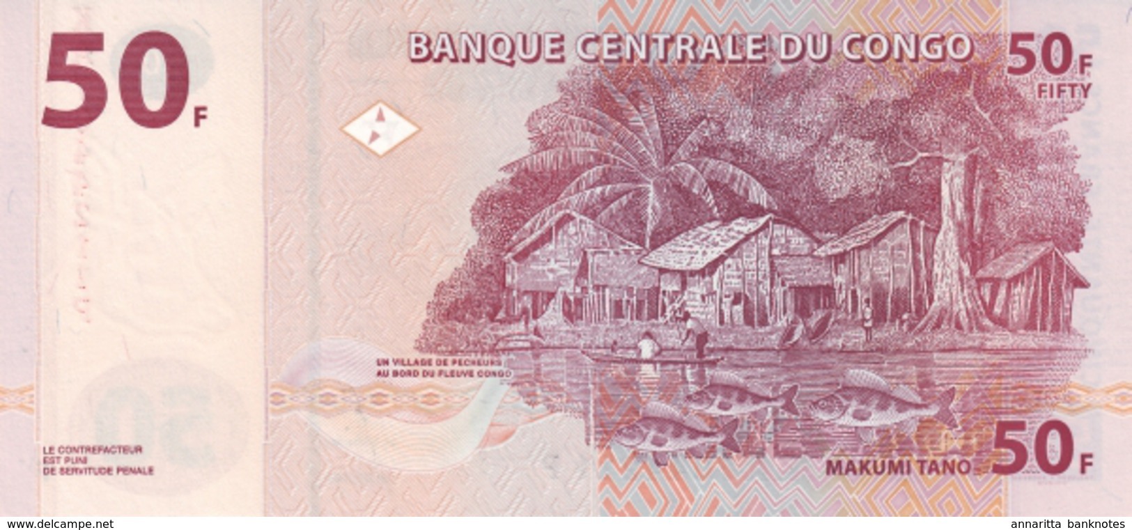 CONGO DEMOCRATIC REPUBLIC 50 FRANCS 2007 P-97 UNC PRINTER GIESECKE & DEVRIENT [ CD319a ] - Democratic Republic Of The Congo & Zaire