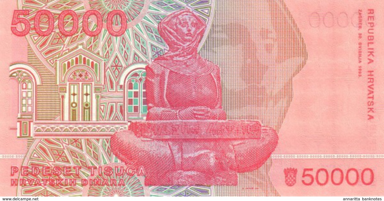 CROATIA 50000 DINARS 1993 P-26 UNC [ HR311a ] - Croatie