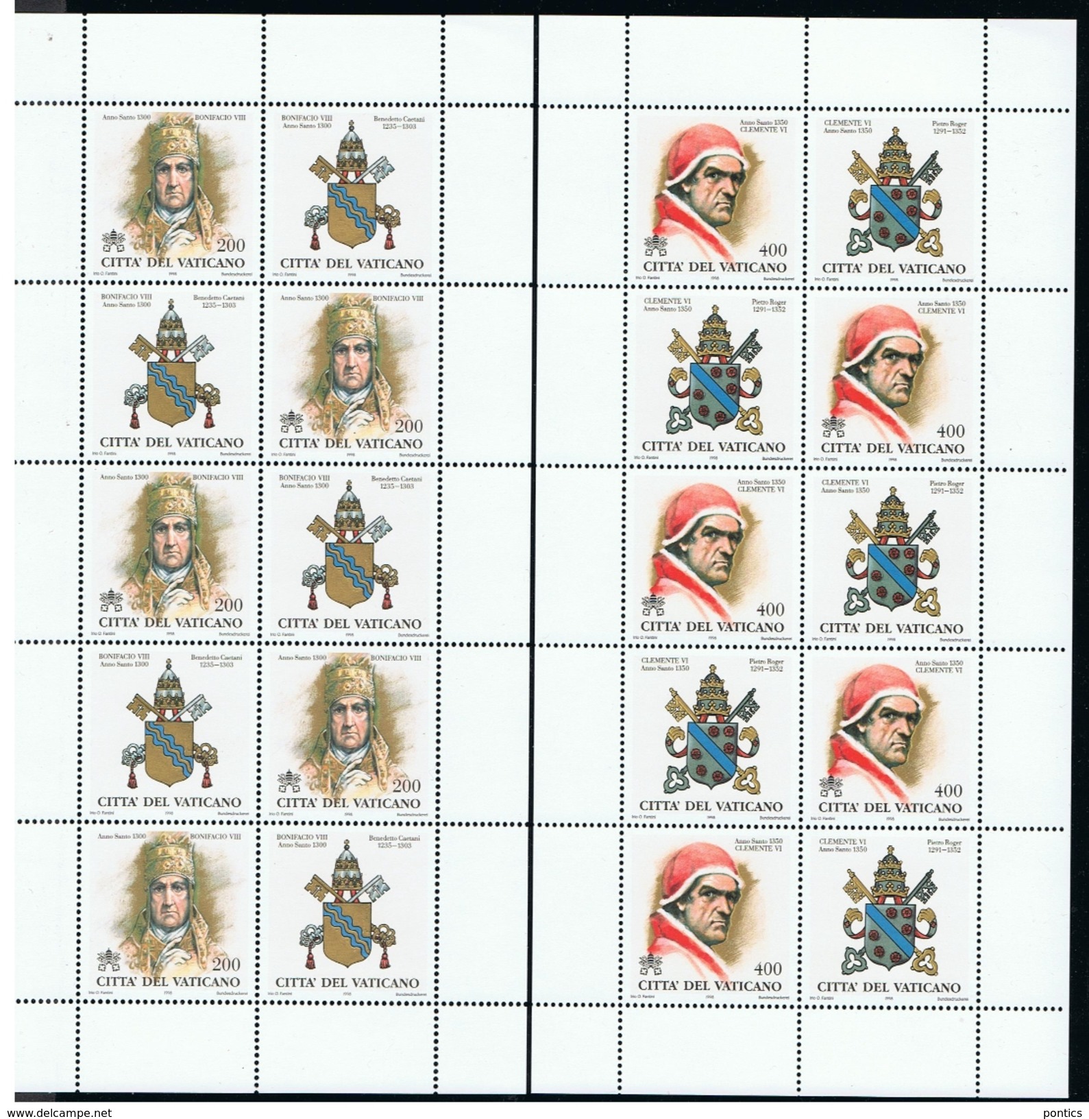 1998 -VATICAN - VATICANO - VATIKAN - S10 - MNH SET OF 40 STAMPS  ** - Usados