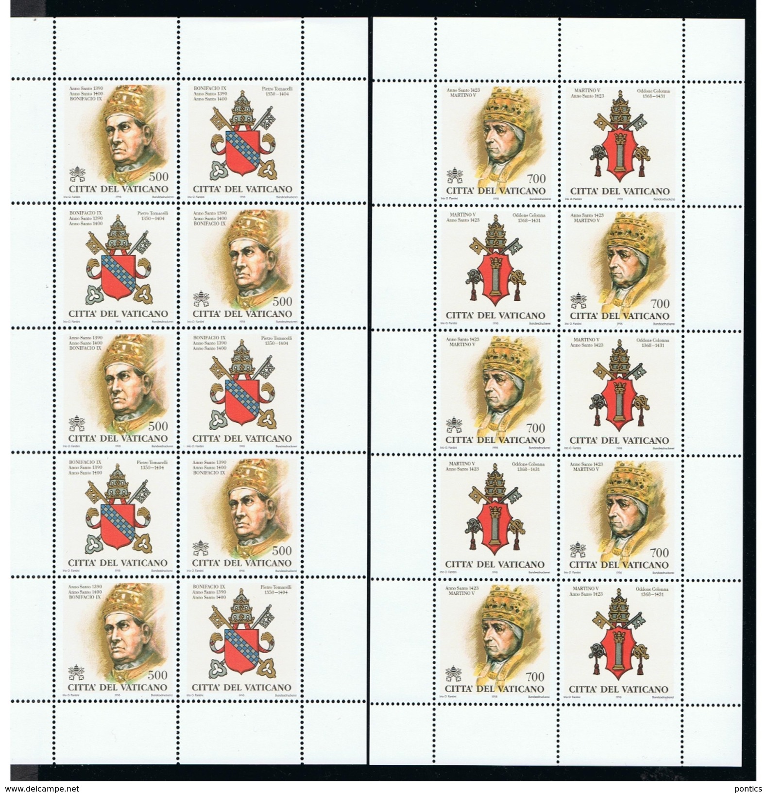 1998 -VATICAN - VATICANO - VATIKAN - S10 - MNH SET OF 40 STAMPS  ** - Usados