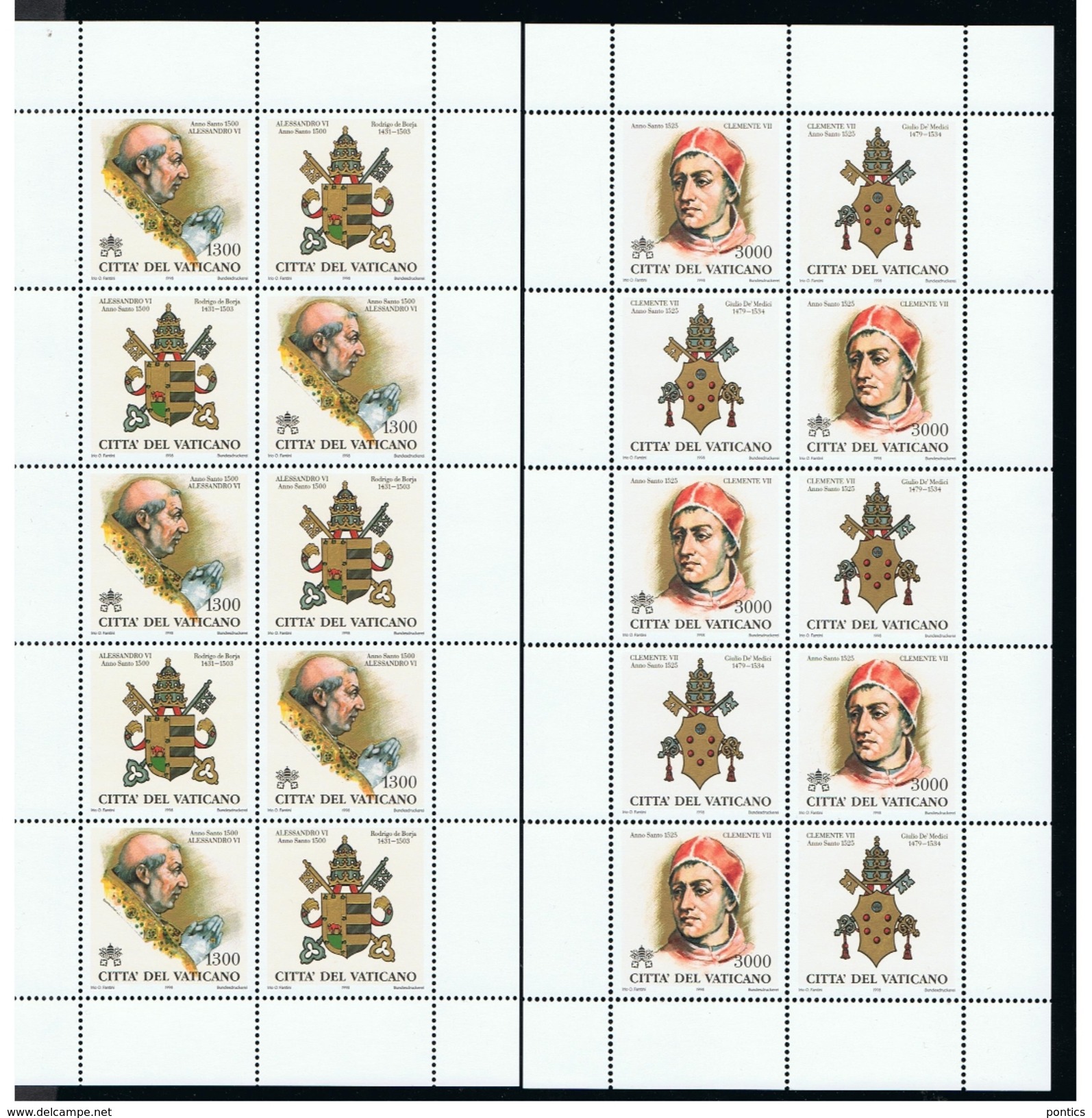 1998 -VATICAN - VATICANO - VATIKAN - S10 - MNH SET OF 40 STAMPS  ** - Oblitérés