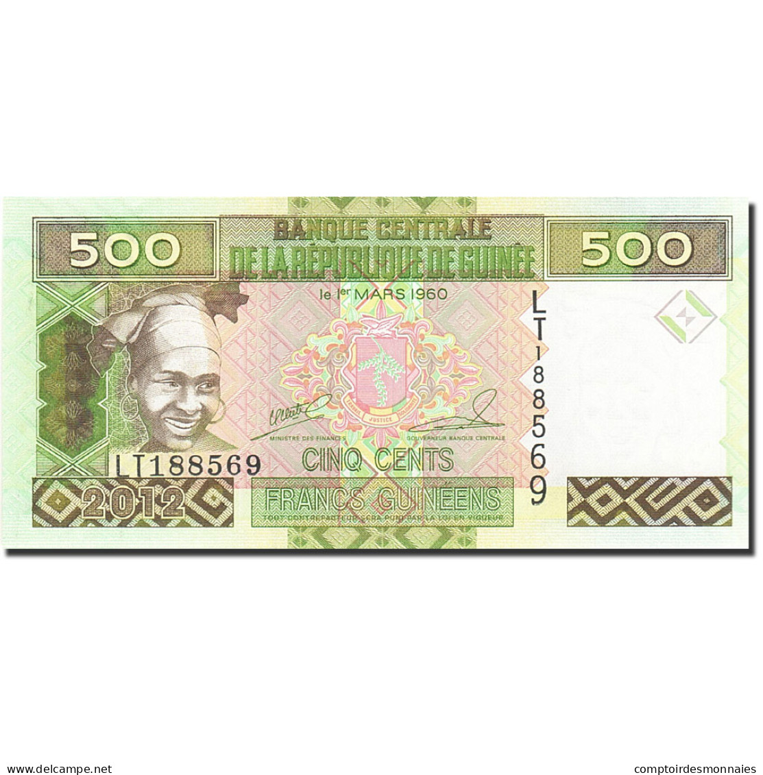 Billet, Guinea, 500 Francs, 2006-2007, 2006, KM:39a, NEUF - Guinea-Bissau