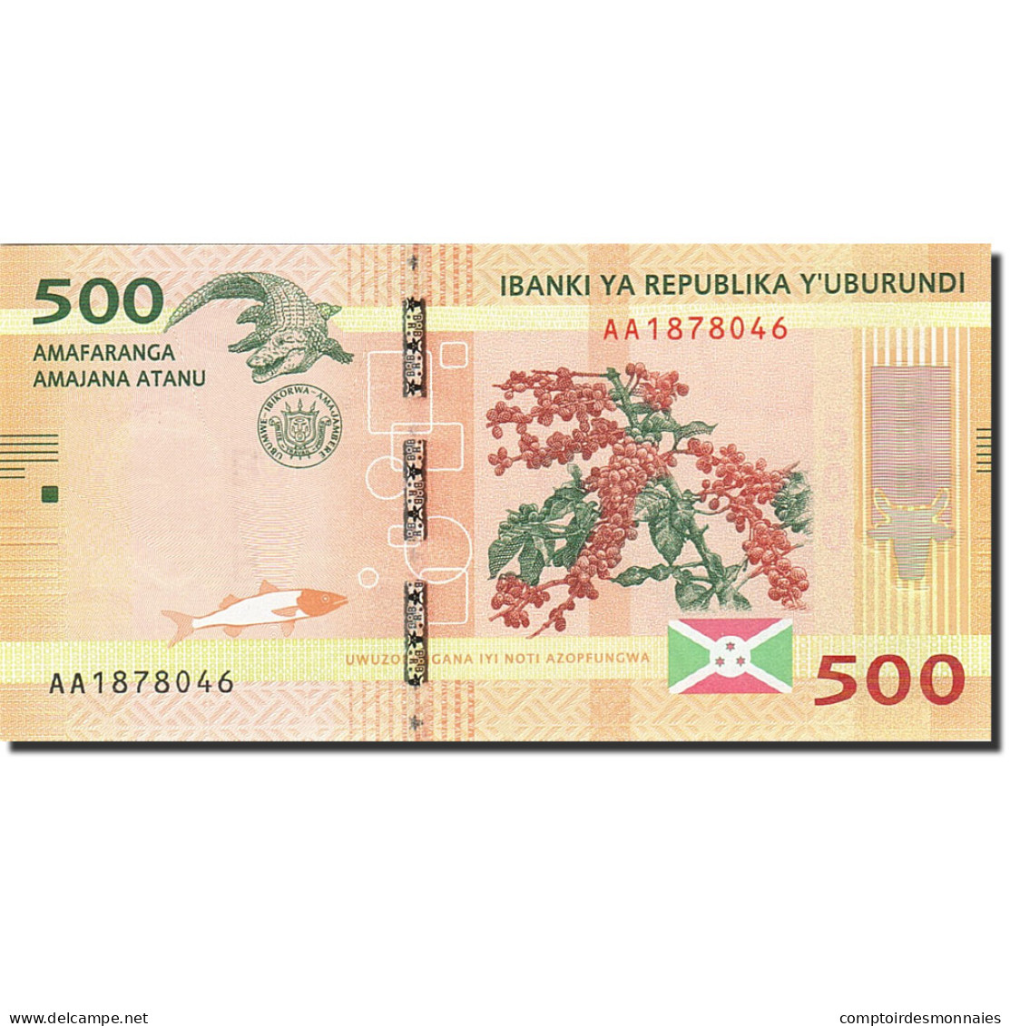Billet, Burundi, 500 Francs, 2015, 2015.01.15, NEUF - Burundi