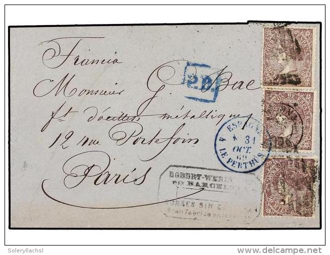 ESPA&Ntilde;A. Ed.98 (3). 1869. BARCELONA A PAR&Iacute;S. 50 Mils. Violeta Negro (2).... - Altri & Non Classificati