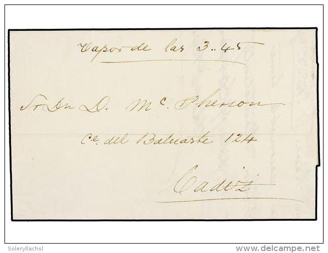 ESPA&Ntilde;A. 1857. MENSAJERIA A Vapor Entre CADIZ Y PUERTO. Tres Cartas De PUERTO A CADIZ Indicando &acute;Vapor... - Autres & Non Classés