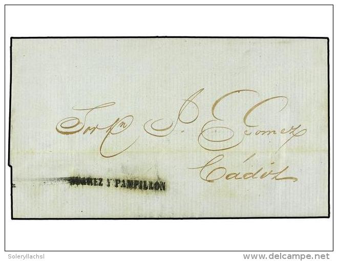 ESPA&Ntilde;A: PREFILATELIA. 1855. JEREZ A C&Aacute;DIZ. Circulada Por COSARIO, Marca SU&Aacute;REZ Y... - Altri & Non Classificati