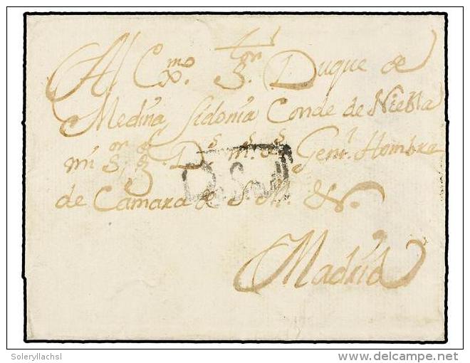 ESPA&Ntilde;A: PREFILATELIA. (1750 Ca.). Envuelta Sin Fecha Circulada A MADRID. Marca DE SEVILL En Negro... - Sonstige & Ohne Zuordnung