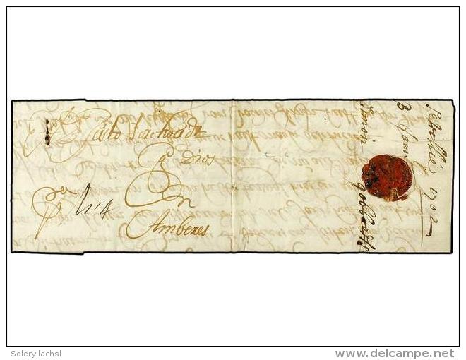 ESPA&Ntilde;A: PREFILATELIA. 1702 (3 Junio). SEVILLA A AMBERES (B&eacute;lgica). Carta Completa Con Texto Tasa... - Altri & Non Classificati