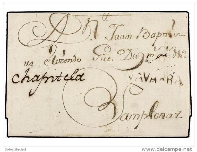 ESPA&Ntilde;A. 1761 (29-sept.). LOS ARCOS A PAMPLONA. Marca Linea NAVARRA (N&ordm;1). RAR&Iacute;SIMA. - Altri & Non Classificati