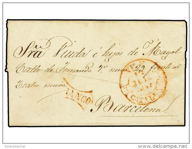 ESPA&Ntilde;A: PREFILATELIA. 1847 (19-Julio). VICH A BARCELONA. Fechador Y FRANCO (n&ordm; 11). MUY RARA. - Sonstige & Ohne Zuordnung