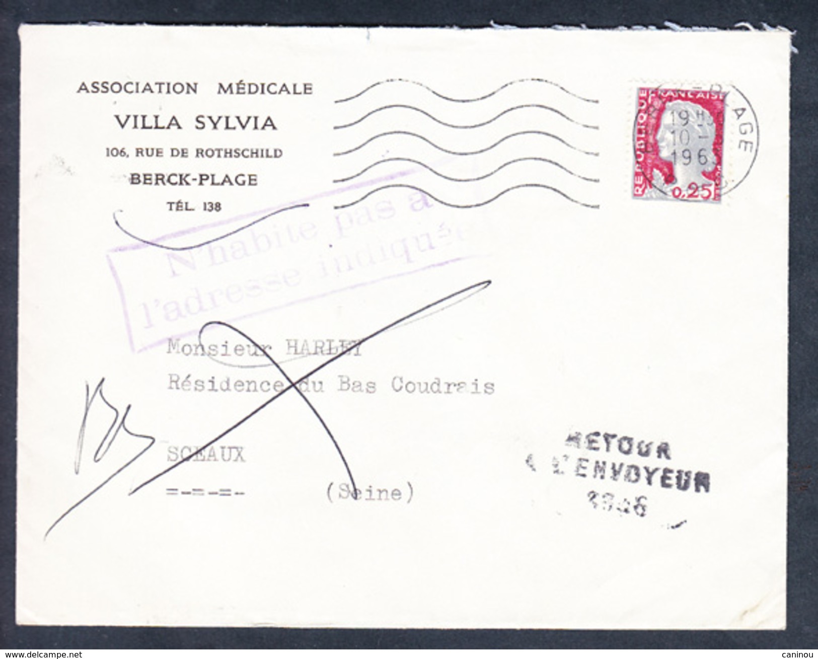 FRANCE LETTRE 1963 FAUSSE ADRESSE - Lettres & Documents