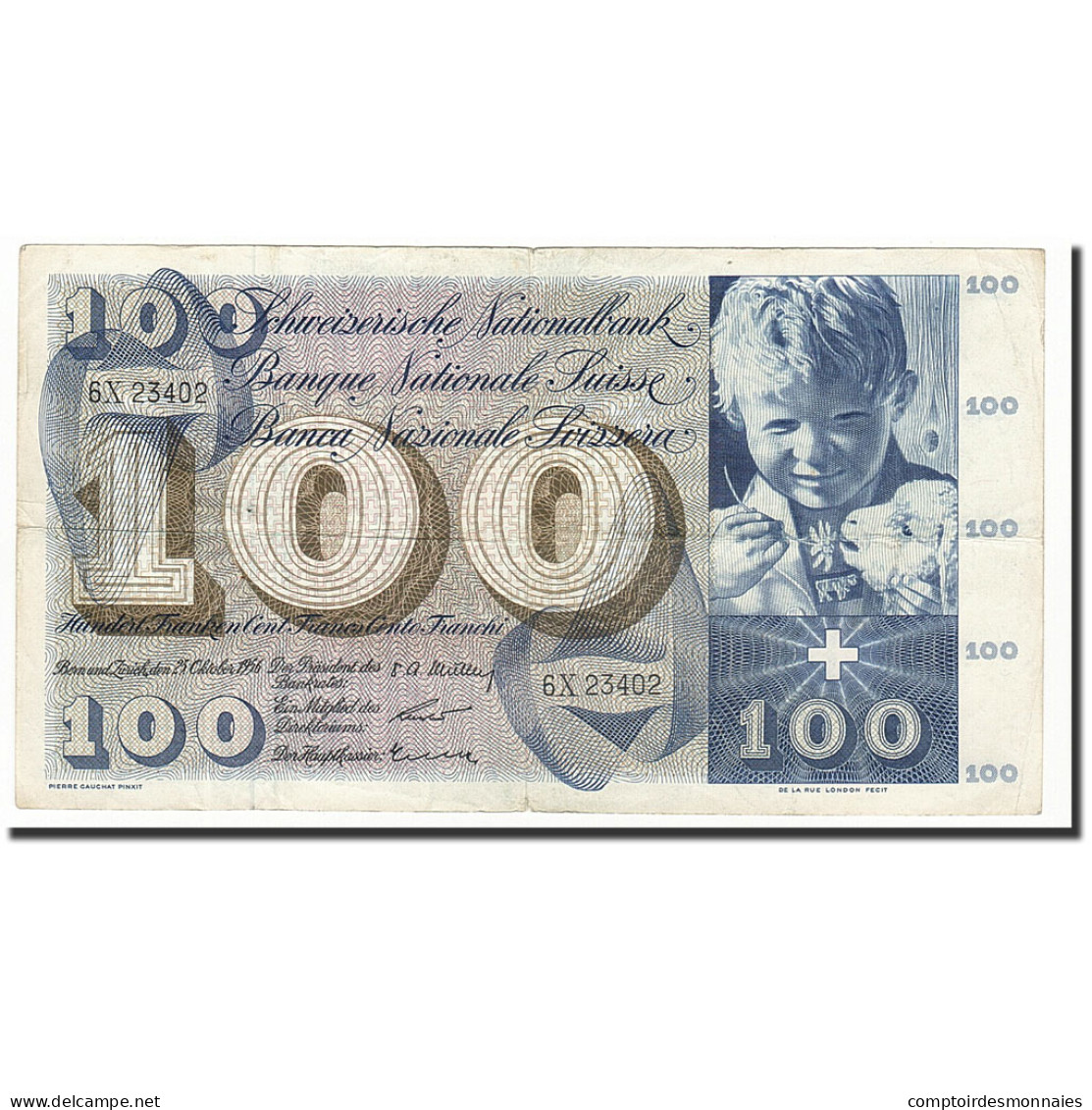 Billet, Suisse, 100 Franken, 1956-10-25, KM:49a, TB+ - Suisse